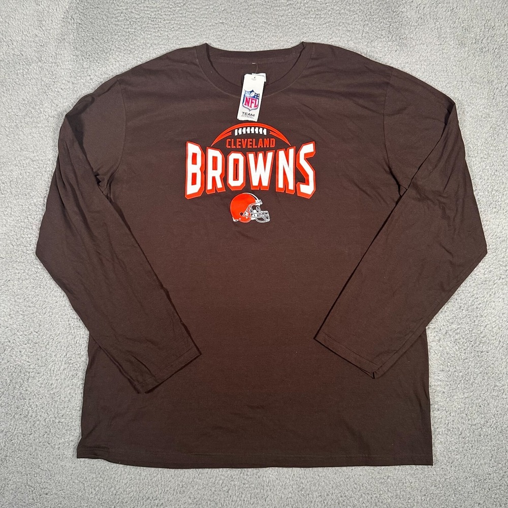 Cleveland Browns Shirt Mens XL Brown NFL Team Apparel Long Sleeve Football New